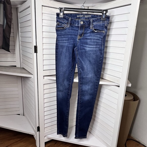 Old Navy Rockstar Low Rise Skinny Jeans Women's Size 2 Blue Med Wash 5-Pocket - Picture 1 of 6